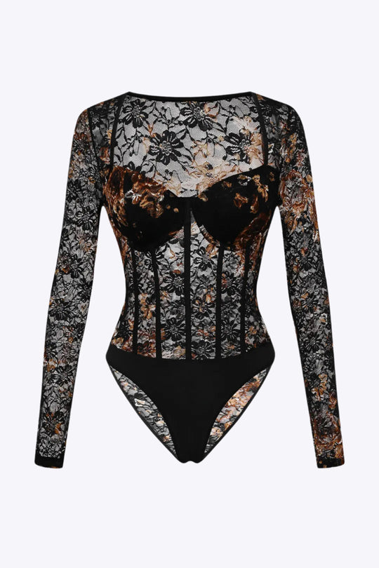 Lisette - Sultry Sheer Corset-Style Women's Bodysuit