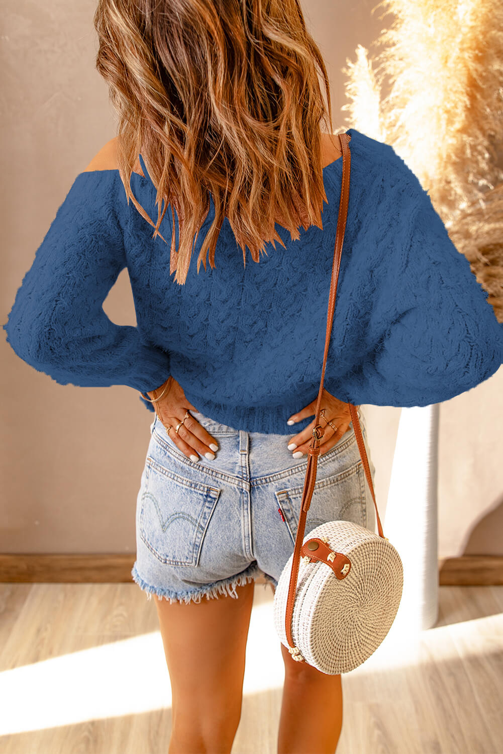 Dames Kabelgebreide Wimpersweater | Asymmetrische Hals | Koude Schouder Ontwerp