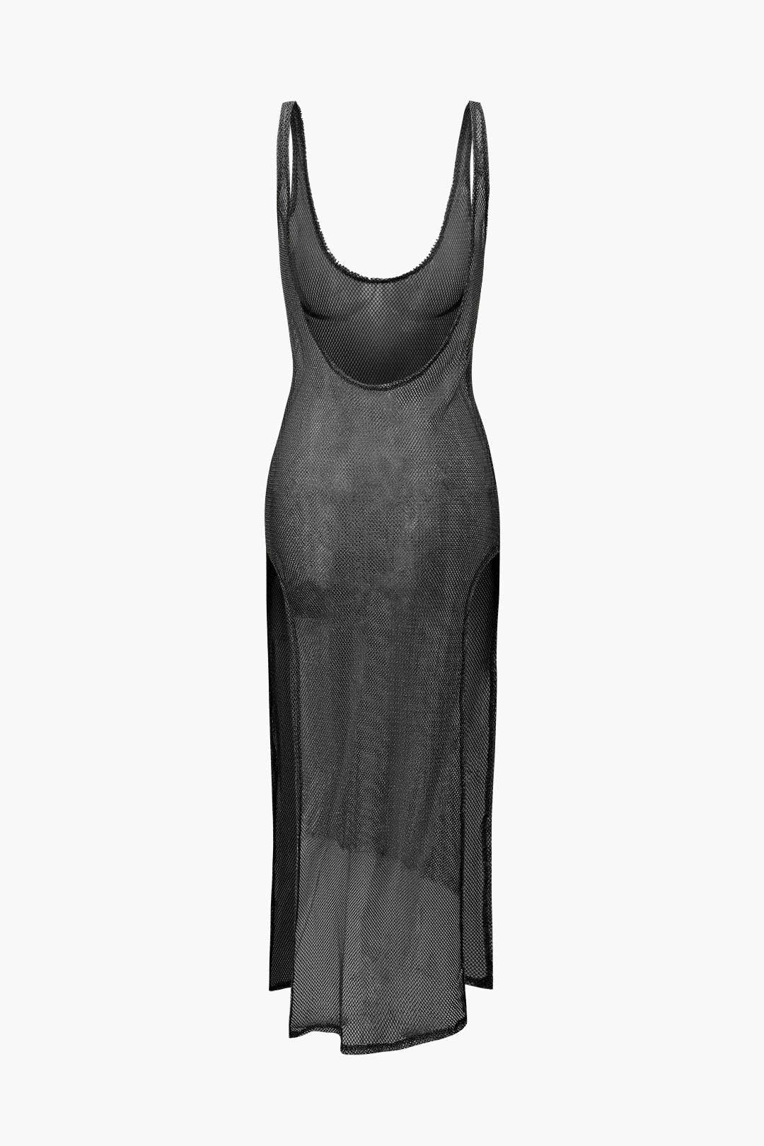 Transparante Mesh Splits Cover-up Jurk