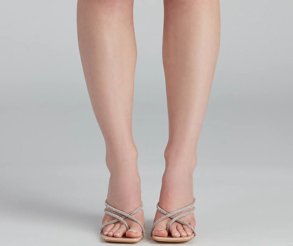 Dazzle In Rhinestone Vierkante Teen Mules