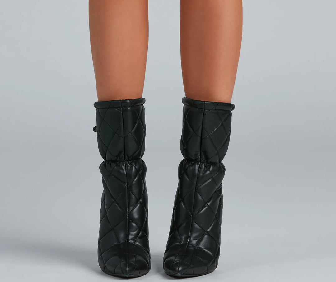 Gequiltte Schoonheid Scrunch Stiletto Booties