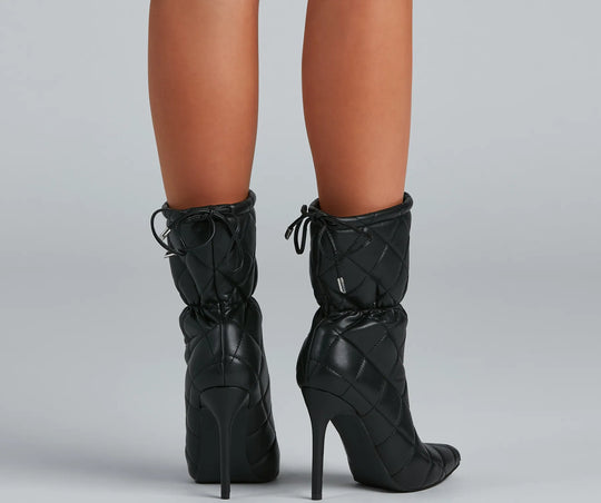 Gequiltte Schoonheid Scrunch Stiletto Booties