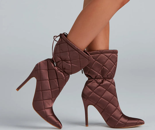Gequiltte Schoonheid Scrunch Stiletto Booties