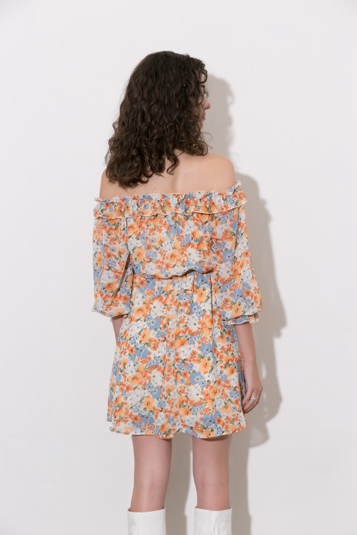 Bloemige Off The Shoulder Mini Jurk