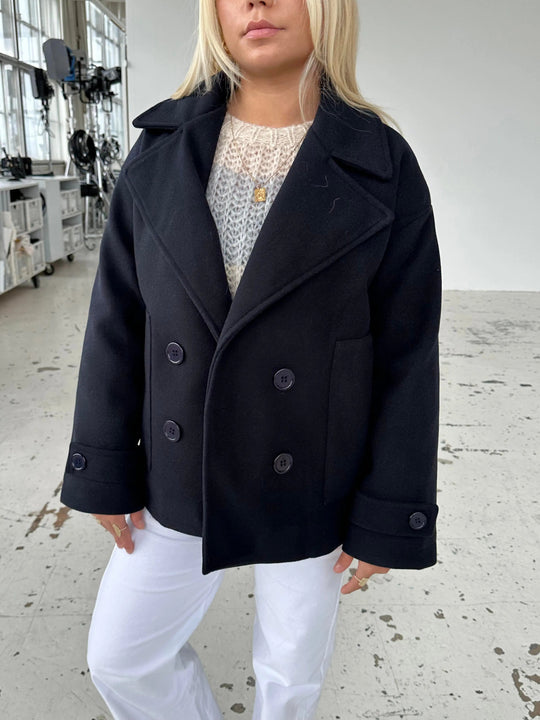 Alina - Elegante Dubbele Knoop Ontwerp Vrouwen Peacoat
