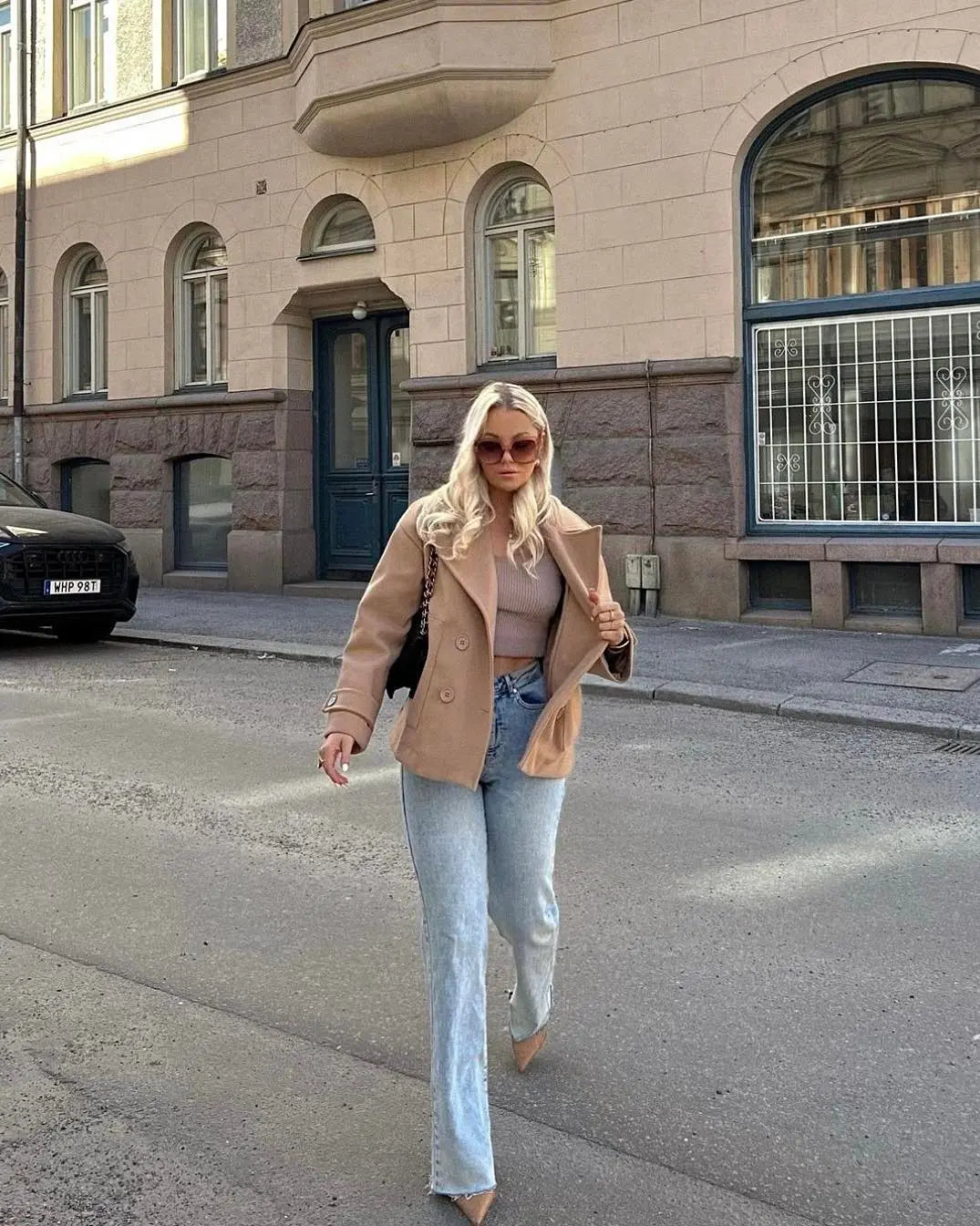 Alina - Elegante Dubbele Knoop Ontwerp Vrouwen Peacoat