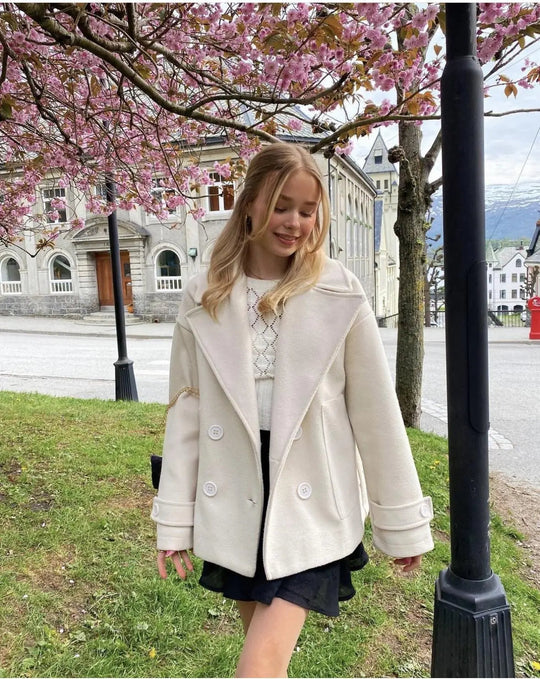Alina - Elegante Dubbele Knoop Ontwerp Vrouwen Peacoat