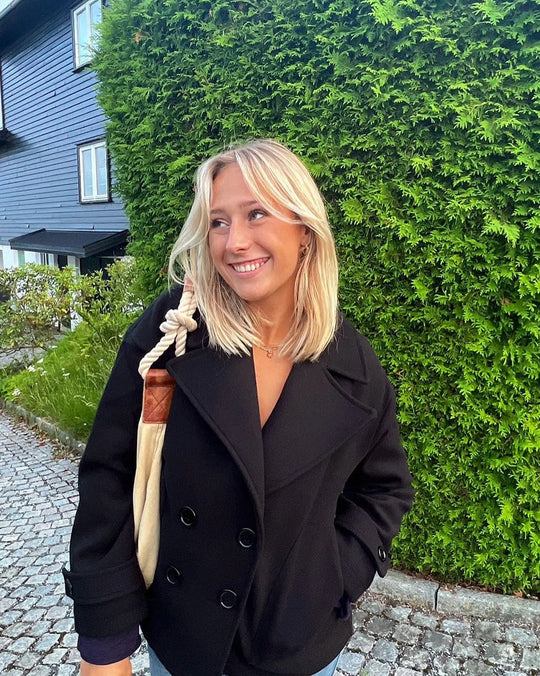 Alina - Elegante Dubbele Knoop Ontwerp Vrouwen Peacoat