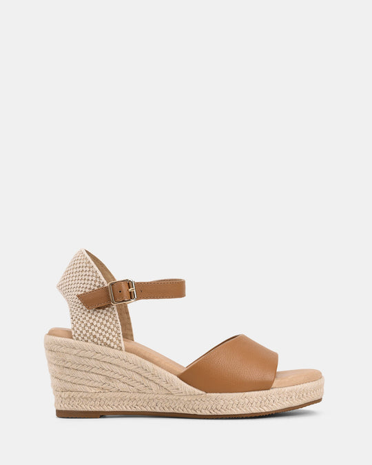 Ersa | Sandalen | Tan | Leer | Geweven Hielband | Comfortabel | Deep Comfort