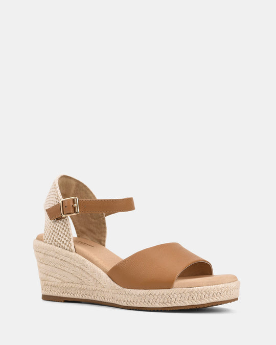 Ersa | Sandalen | Tan | Leer | Geweven Hielband | Comfortabel | Deep Comfort