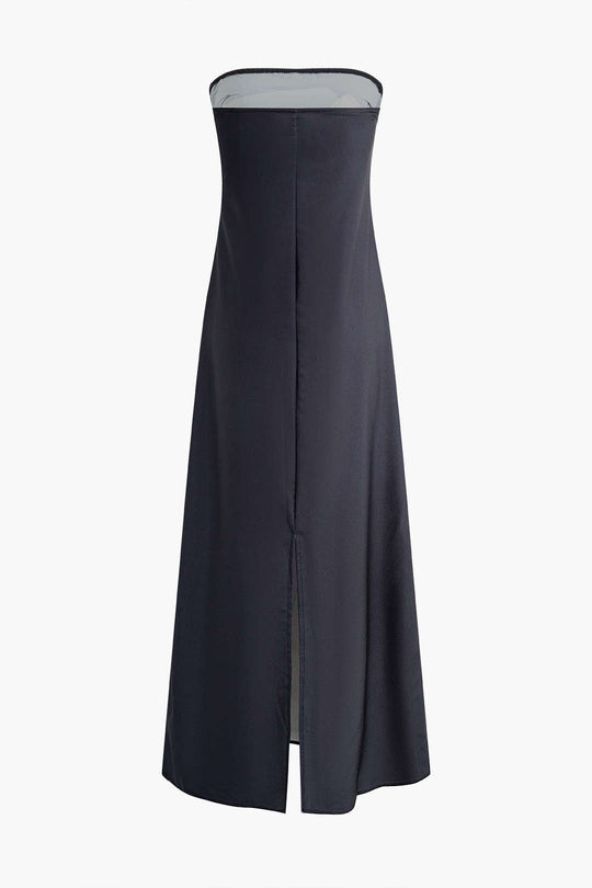 Kleurblok Strapless Split Maxi Jurk