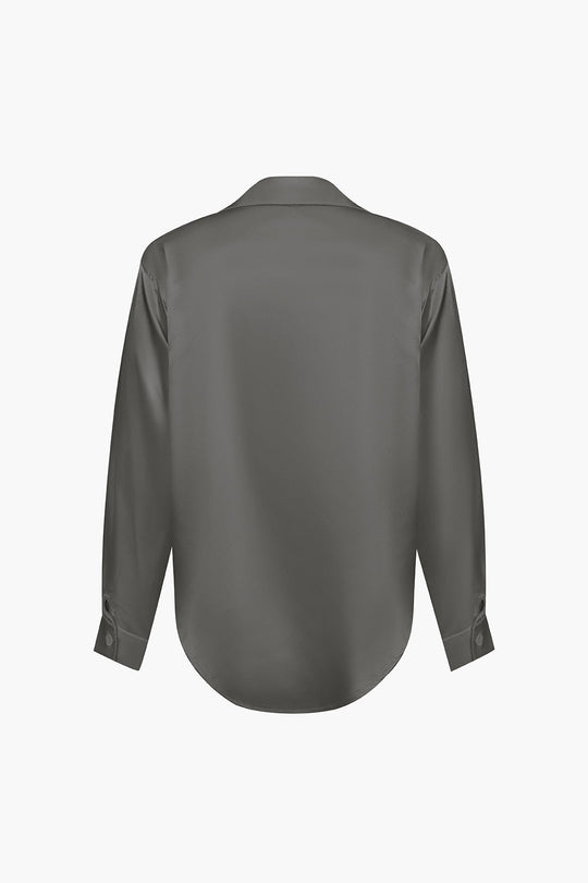 Lillian - Basis Effen Satijnen Dames Langsleeve Shirt
