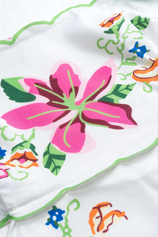 Bloemenprint Tie-Up Rugloze Maxi-jurk