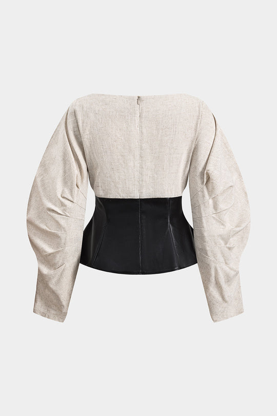 Ava - Stijlvol Patchwork Design Dames Langsleeve Shirt