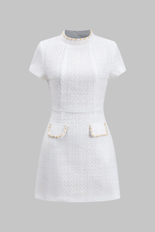 Kralen Nepzak Rits Korte Mouw Mini Jurk