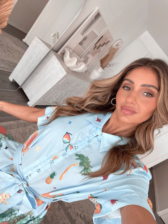 Dames | Dakoda Jurk | Multi | Shirtkraag | Knopen Voor | A-Lijn Rok | Mini Lengte