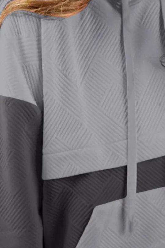 Trekkoord Kleurblok Lange Mouwen Hoodie | Casual & Comfortabel | Licht Rekbaar