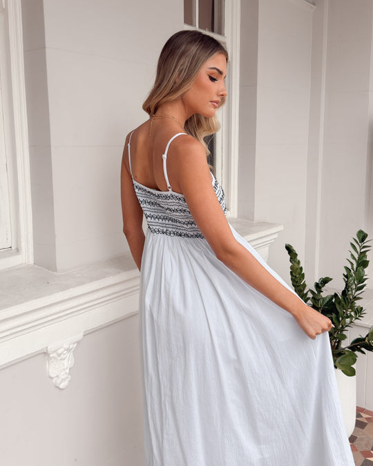 Dames | Maxi Jurk | Spaghettibandjes | Vierkante Hals | Smock Lijfje | A-lijn | Zijzak | Comfortabel