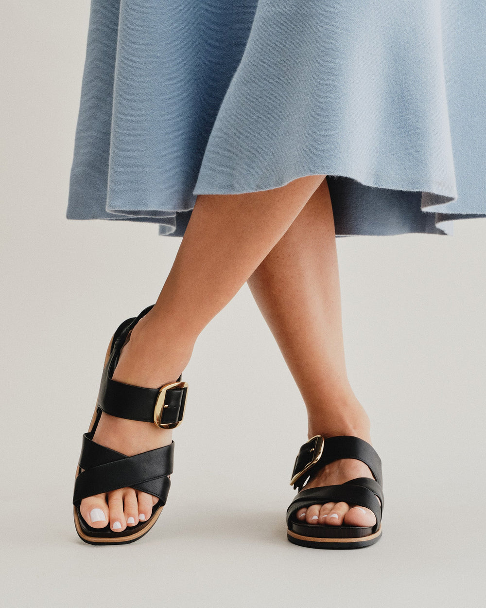 Jester | Sandalen | Zwart | Gouden Accent | Kurken Zool | Comfortabel | Flexibel