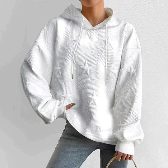 Dames Oversized Pullover Hoodie met Textuur Sterrenpatroon