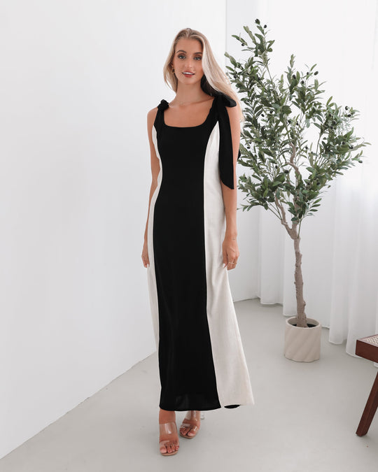 Dames | Morticia Jurk | Fit-and-Flare | Ronde Halslijn | Zelfbindende Bandjes | Maxi Lengte
