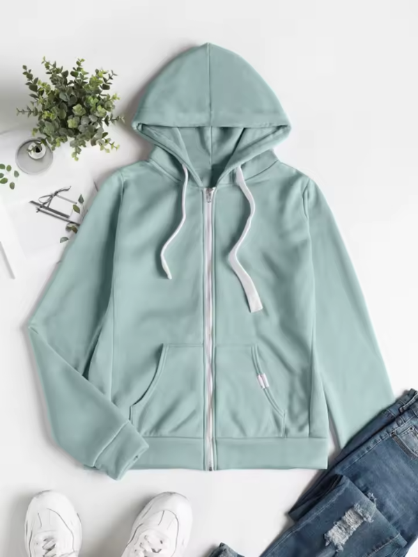 Dames Casual Zip-Up Hoodie met Verstelbare Trekkoord Kap