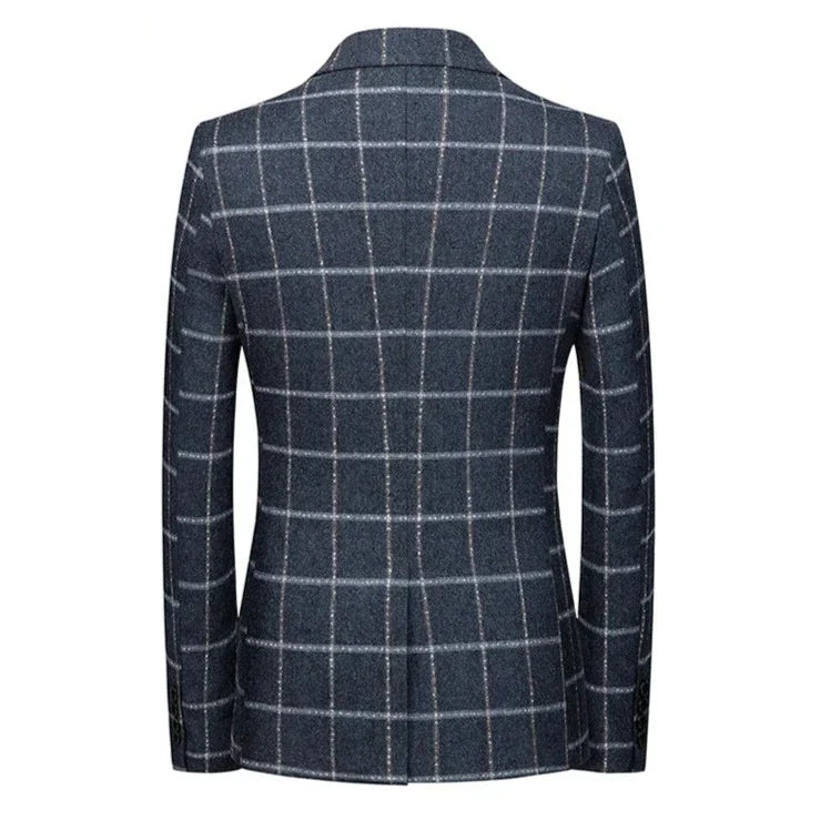 Milano | Elegante Geruite Blazer in Donkerblauw