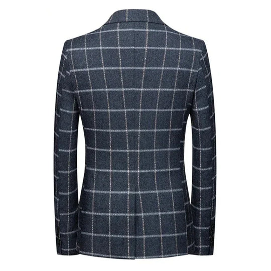 Milano | Elegante Geruite Blazer in Donkerblauw
