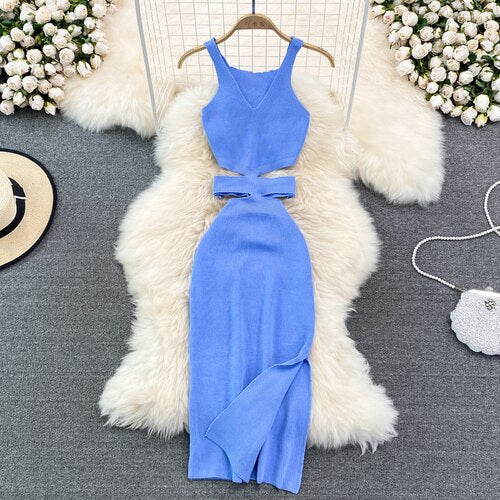 Moderne Avondjurk met Uitsparingen en Decoratieve Strik