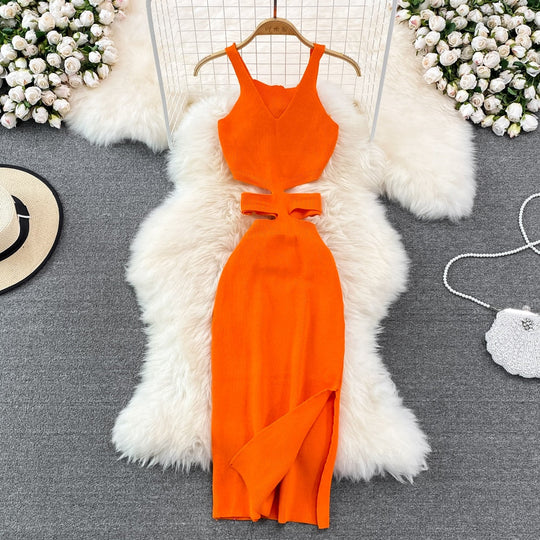 Moderne Avondjurk met Uitsparingen en Decoratieve Strik