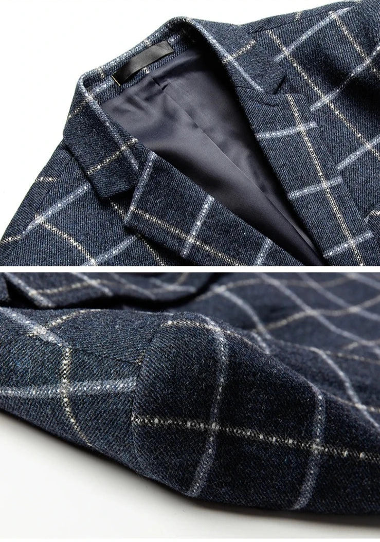 Milano | Elegante Geruite Blazer in Donkerblauw