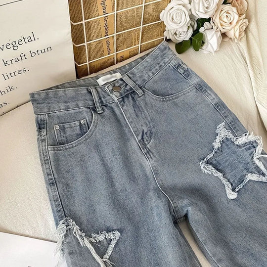 Dames jeans met sterrenpatches