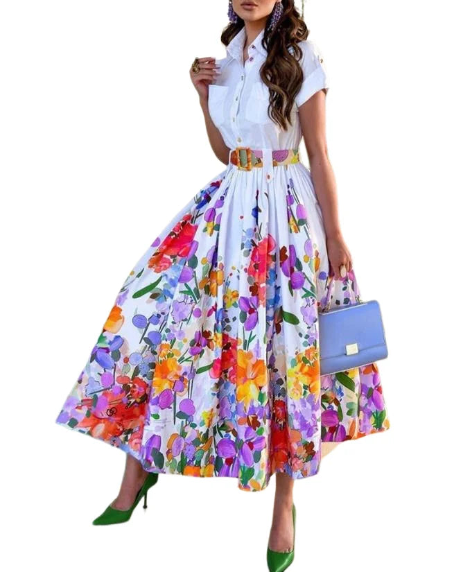 Elegante midi-jurk met bloemenpatroon