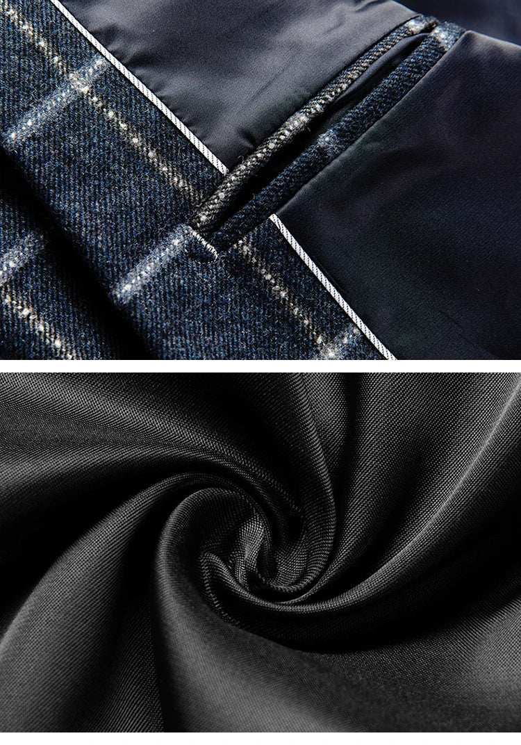 Milano | Elegante Geruite Blazer in Donkerblauw