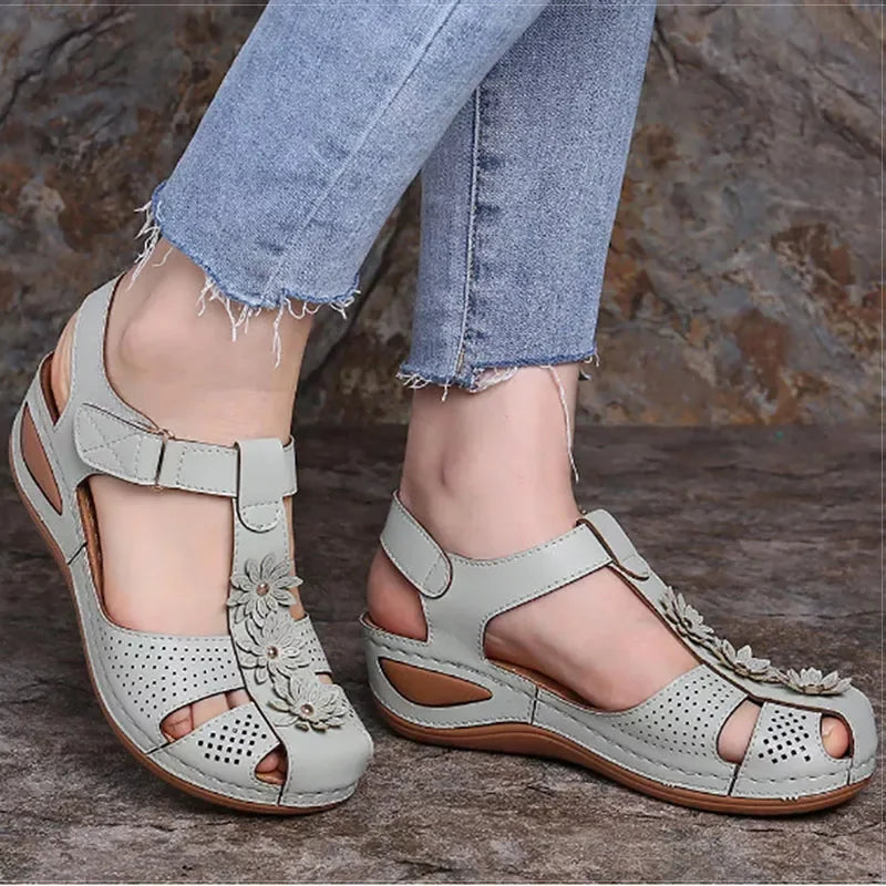 Dames Orthopedische Sandalen met Bloemdecoratie
