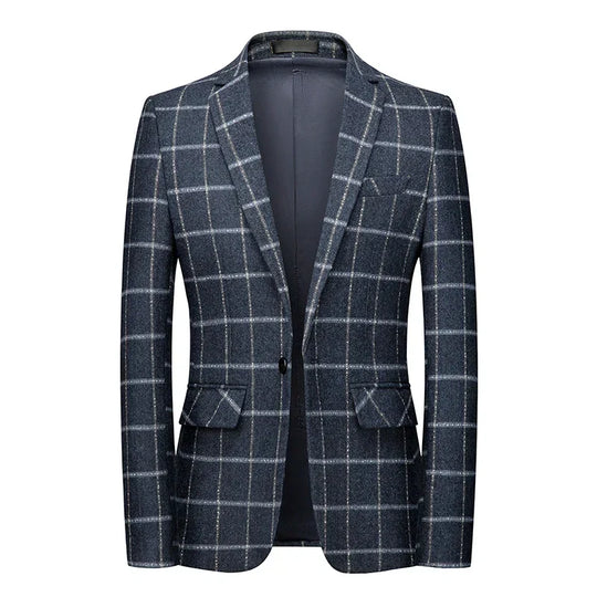 Milano | Elegante Geruite Blazer in Donkerblauw