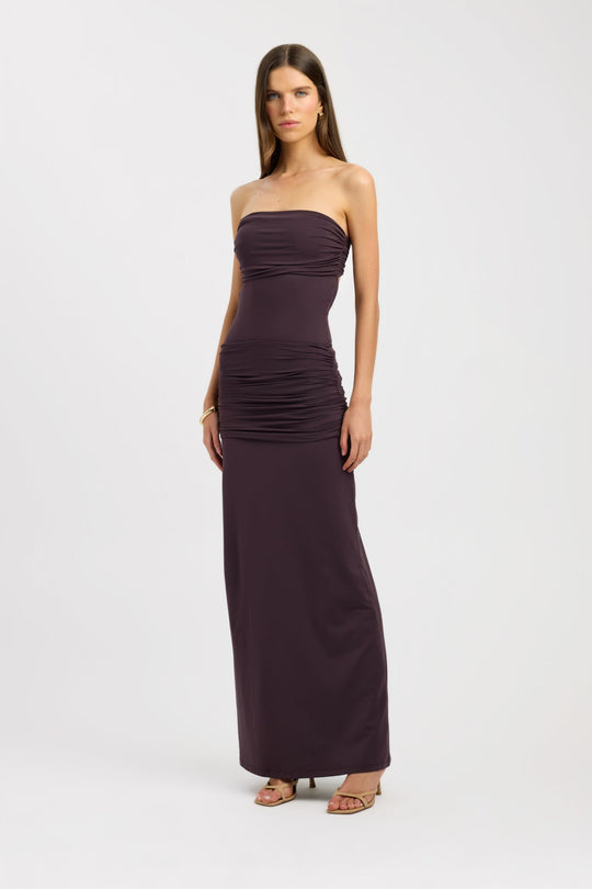 Dames | Maxi Jurk | Strapless | Gerimpeld Bodice | Contrasterende Rok | Elegant | Rechtvallend