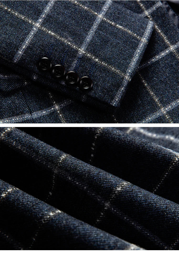 Milano | Elegante Geruite Blazer in Donkerblauw