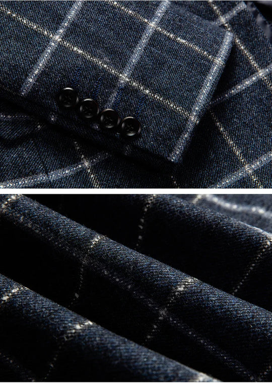 Milano | Elegante Geruite Blazer in Donkerblauw