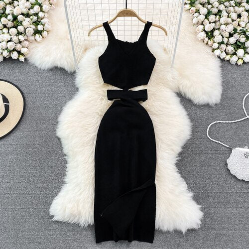 Moderne Avondjurk met Uitsparingen en Decoratieve Strik