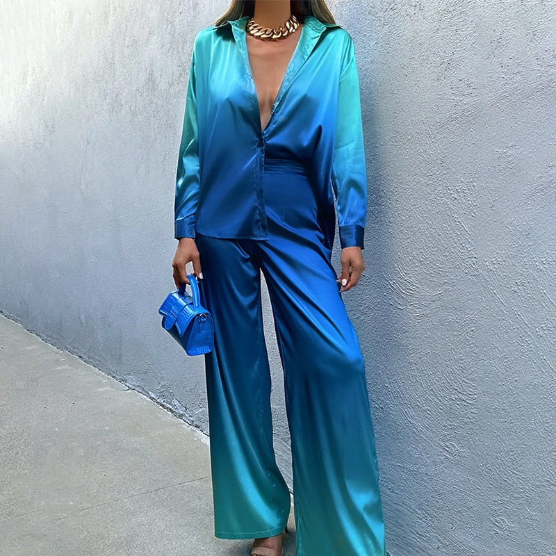 Brielle | Chic Set | 2-delig | Blouse Lange Mouwen | Flared Broek | Modieus | Comfortabel