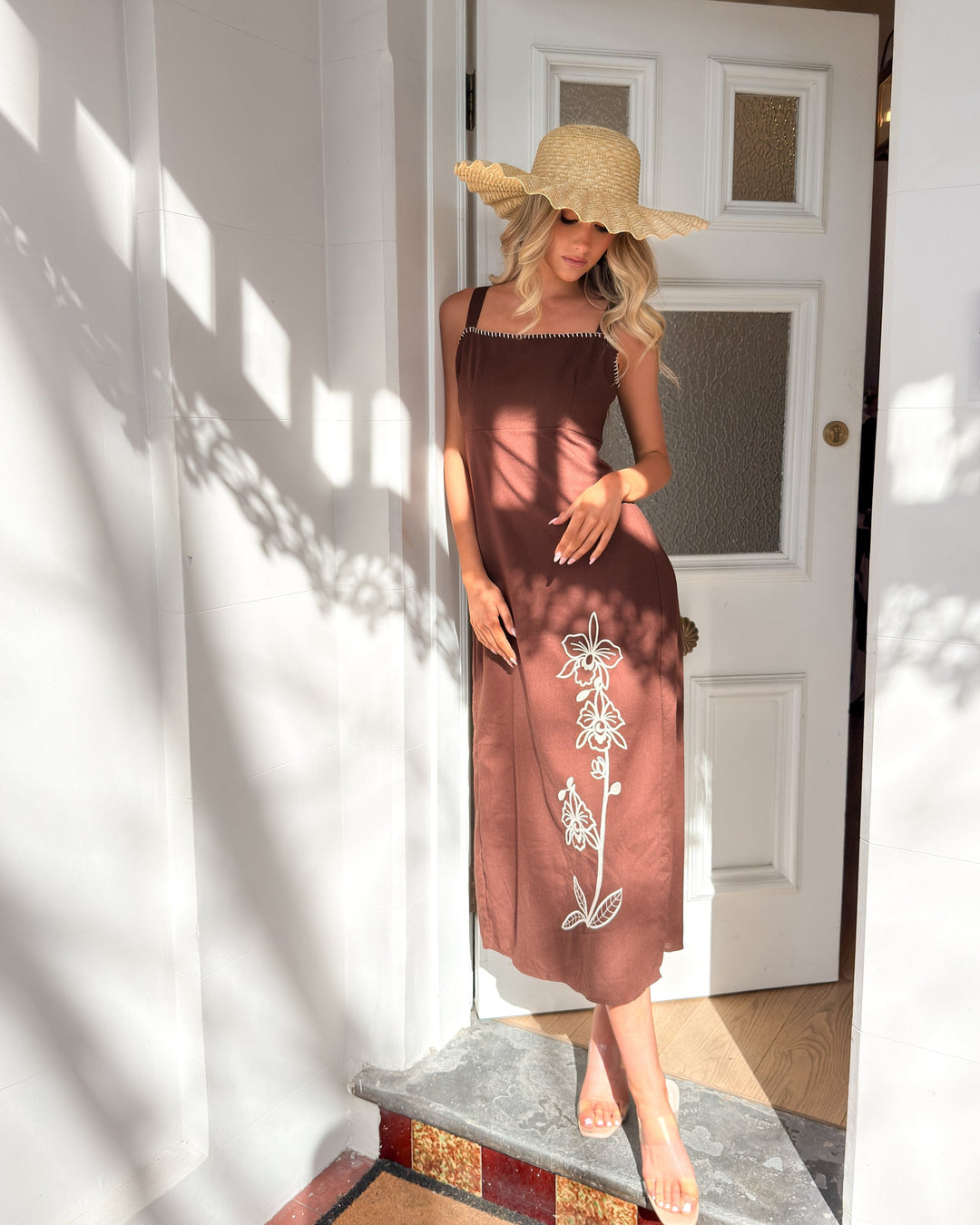 Dames | Maxi Jurk | Vierkante Hals | Semi-brede Bandjes | A-lijn Rok | Mouwloos | Elegant