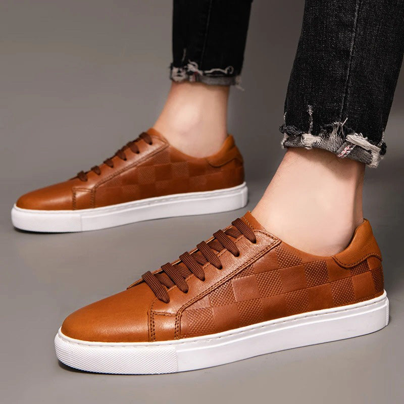 Heren Low-Top Sneakers met Vetersluiting en Contrast Zool