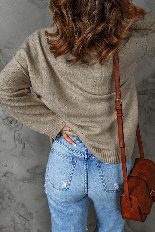 Kleurrijke Exposed Seam Henley Trui | Geribbelde Trui met Knopen | Casual & Chic Lange Mouwen