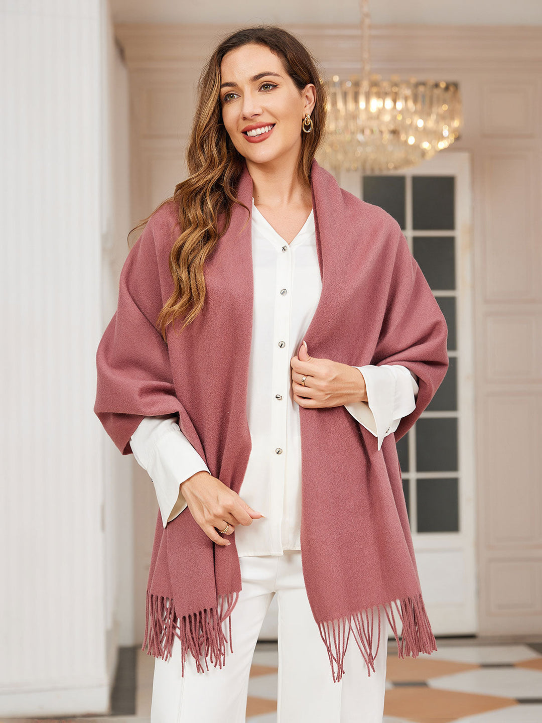 Dames Winter Sjaal met Franje | Ideaal voor het Koude Seizoen