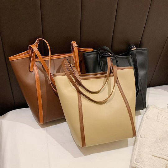 Beige Tote Schoudertas/Handtas met Schouderriem