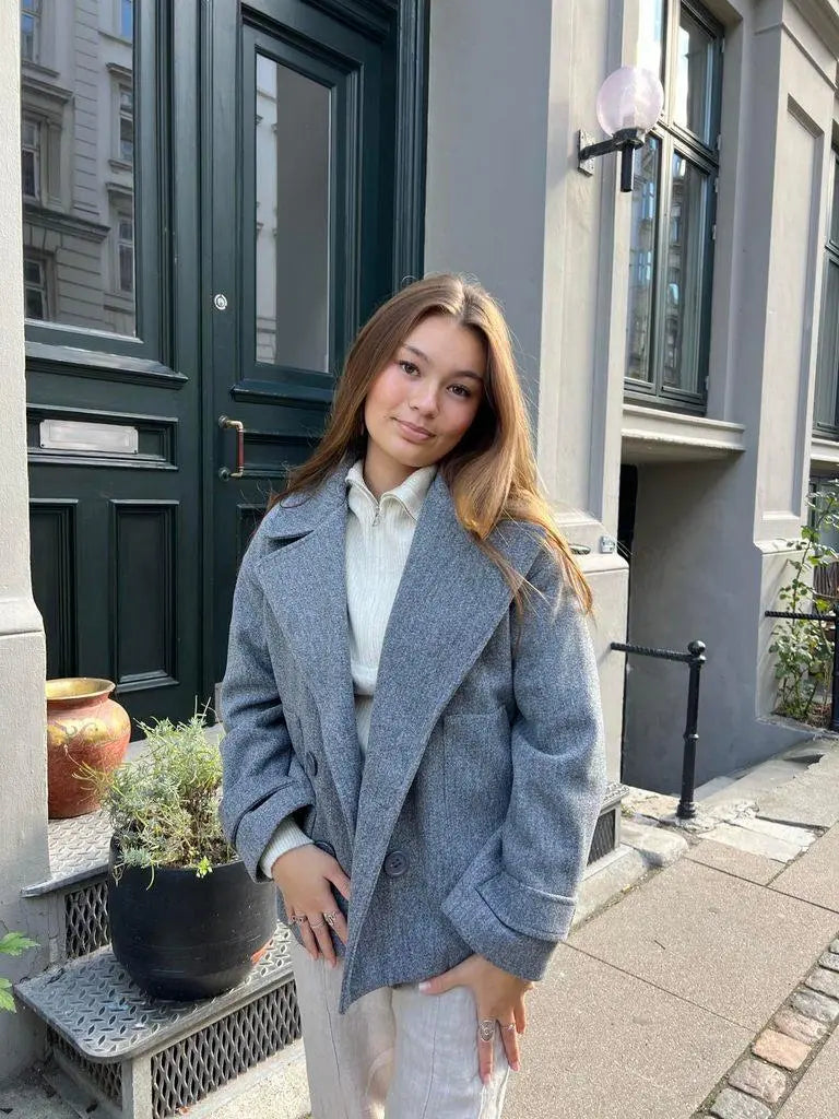 Alina - Elegante Dubbele Knoop Ontwerp Vrouwen Peacoat
