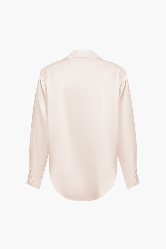 Lillian - Basis Effen Satijnen Dames Langsleeve Shirt