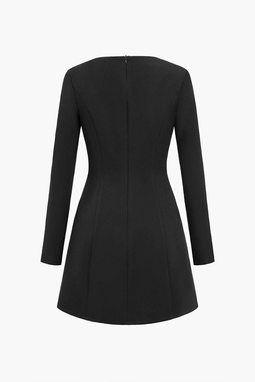 Effen Knop Rits Asymmetrische Mini Jurk