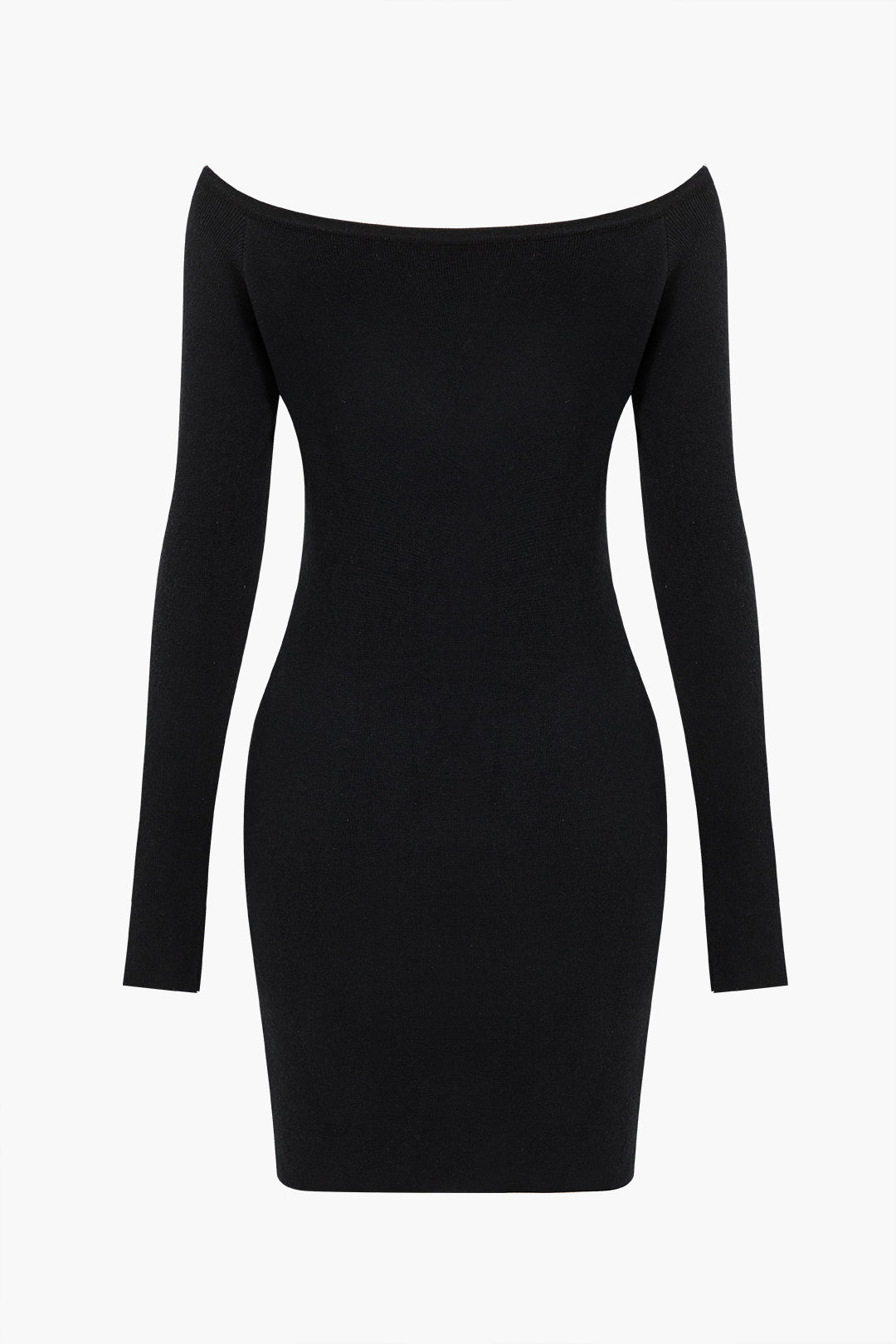 Effen Off Shoulder Knopen Ronde Hals Cut Out Mini Jurk